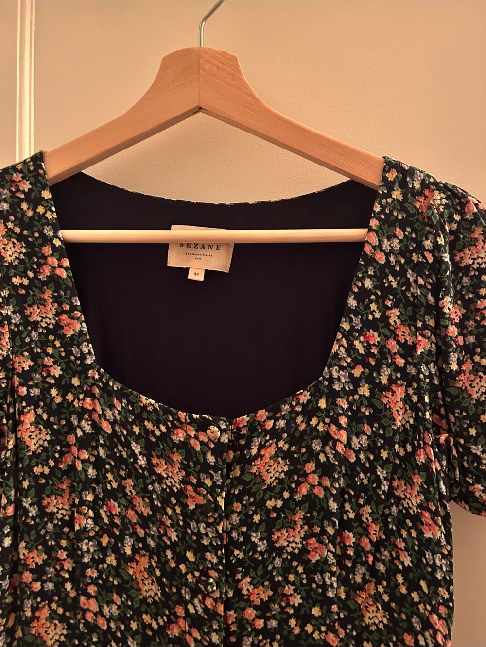 Sézane Robe Victoria Printed Garden Marine - Picture 4 of 4